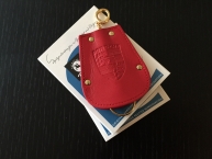 Original PORSCHE- KAROSSERIE REUTTER Schlüsselmäppchen- Keyfob- rotes Leder 