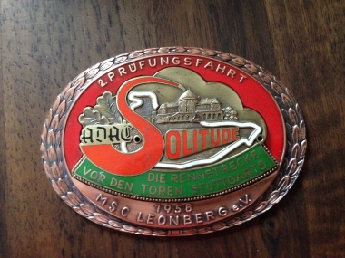 Original historische Solitude Plakette von 1958 MSC Leonberg 