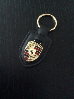 Original Porsche Schlüsselanhänger - Leder schwarz - 