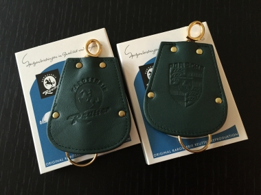 Original PORSCHE- KAROSSERIE REUTTER Schlüsselmäppchen- Keyfob- grünes Leder 