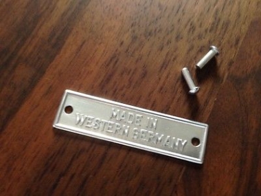 Porsche 356 "Made in Western Germany"-Plakette 