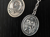 Original Karosserie Reutter Schlüsselanhänger-Silber-patiniert 